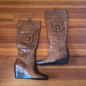 Sofft brown wedge boots - tall